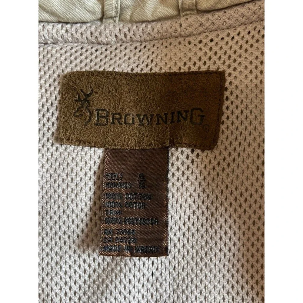 Vintage Browning 90's Multi Pocket Hunting Fishing Utility Vest  Khaki Tan XL